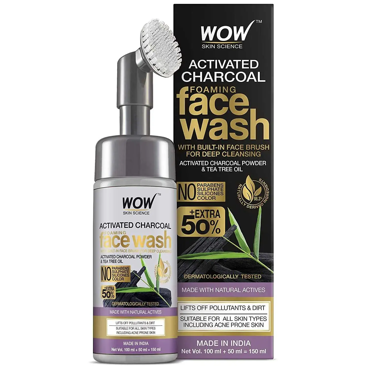 WOW Skin Science Foaming Activated Charcoal Face Wash Best Face wash for oily skin men