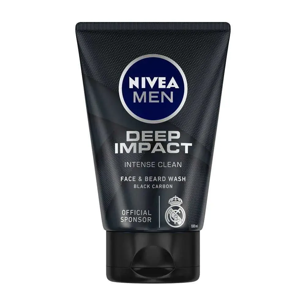 NIVEA Men Face Wash, Deep Impact Intense Clean, for Beard & Face Best Face wash for oily skin men
