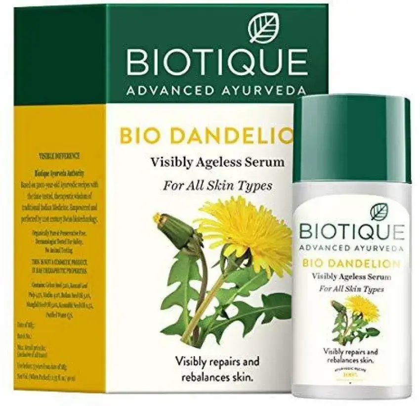 Biotique Dandelion Ageless Lightening Serum - Face Serum for glowing skin
