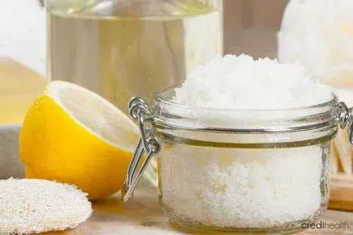 Scrub with lemon salt - nail whitening tips, natural nail whitener